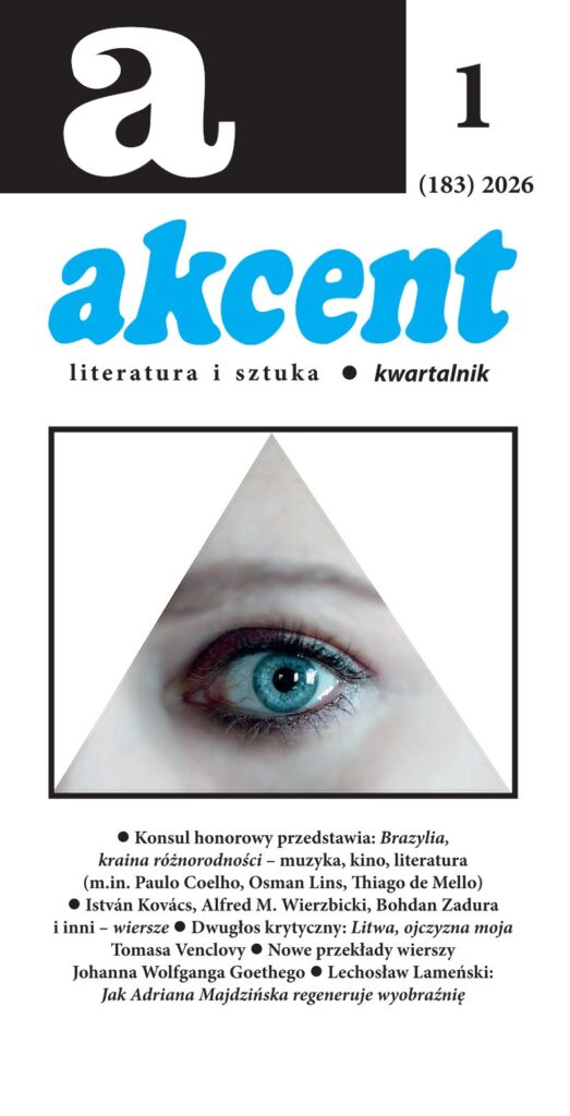 Okładka kwartalnika literackiego „Akcent” 2026, nr 1.
