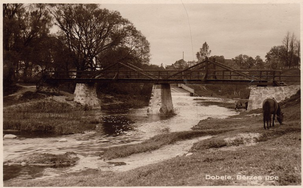 Rzeka Berze w miejscowości Dobele, ok. 1910, zbiory własne.