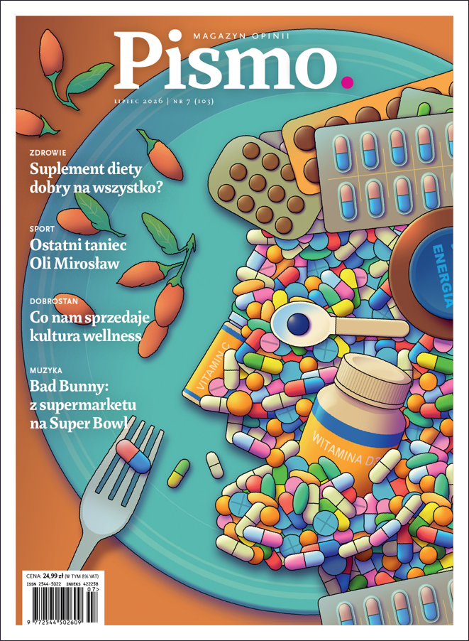 Okładka czasopisma „Pismo. Magazyn opinii” 2026, nr 7.