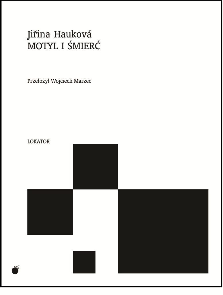 Okładka tomu wierszy Jiřiny Haukovej pod tytułem „Motyl i śmierć”.